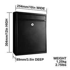 Wall Mounted Locking Steel Powder Coated Mailbox (Medium) image 2