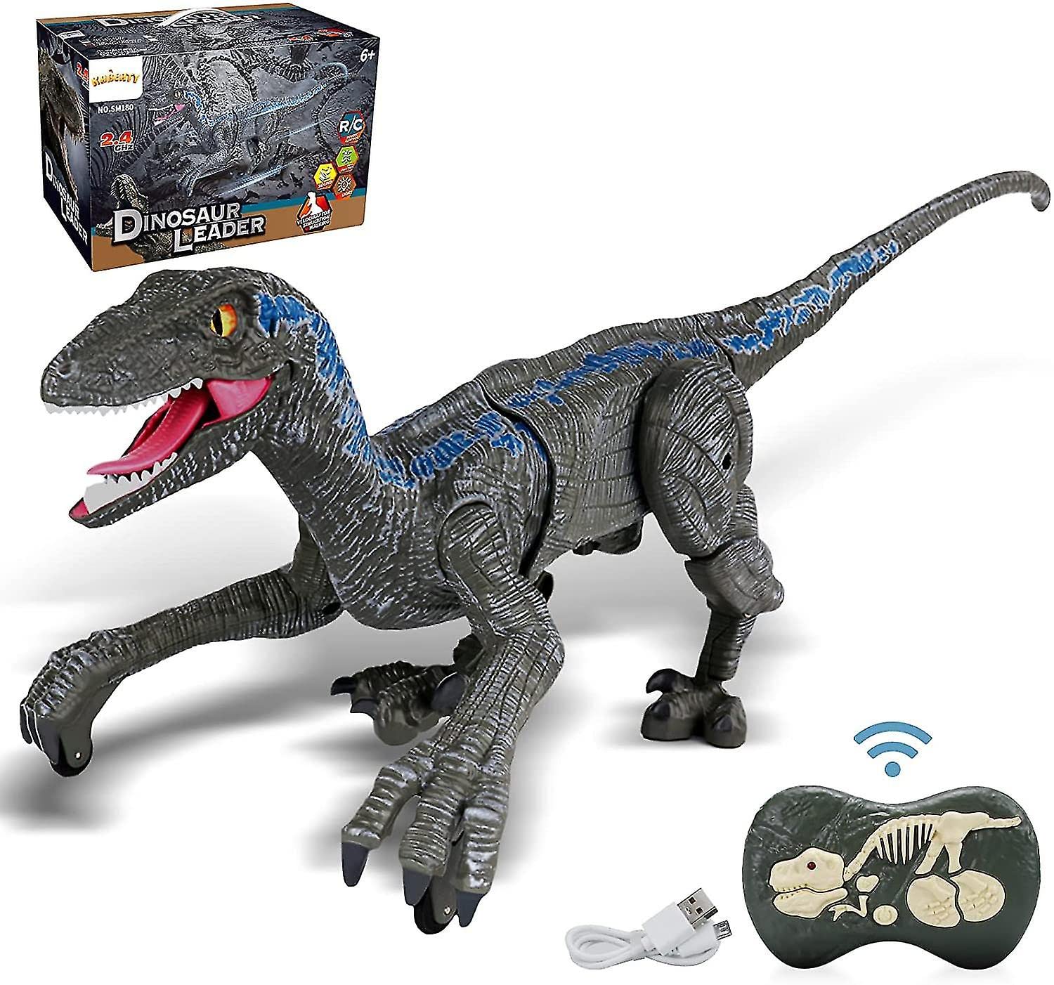 Remote Control Dinosaur Toys for Kids, RC Velociraptor Robot Toys 2.4Ghz Walking Large Electronic Pet Robo Dino with Lights and Roaring Sound for Boys Girls image 0