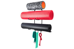 Altair Fitness Yoga Mat Wall Holder Mount Rack, Foam Roller and Towel Rack 3-Tiered Metal Design Black image 1