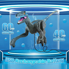Remote Control Dinosaur Toys for Kids, RC Velociraptor Robot Toys 2.4Ghz Walking Large Electronic Pet Robo Dino with Lights and Roaring Sound for Boys Girls image 3