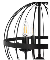 3-Light Distressed Black Farmhouse Chandelier for Dining Room Metal Cage Pendant Hanging Light Fixtures image 1