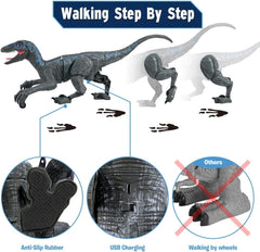 Remote Control Dinosaur Toys for Kids, RC Velociraptor Robot Toys 2.4Ghz Walking Large Electronic Pet Robo Dino with Lights and Roaring Sound for Boys Girls image 1