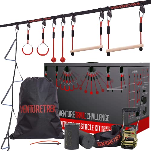 VentureTrek 50FT American Ninja Warrior Obstacle Course for Kids, Ninja Warrior Kids, Ninja Slackline for Backyard, Ninja Warrior Obstacle Course for Kids, Ninja Course Kids, Ninja Kids Toys Outside image 0
