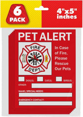 Pet Alert Safety Fire Rescue Stickers - 6 Pack - Save Our Pets Emergency Pet Inside Decal - in Case of Emergency Danger Pet in House Home Window Door Sign image 0