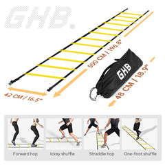 GHB Pro Agility Ladder 2 Pack Agility Training Ladder Speed 12 Rung 20ft with Carrying Bag image 3