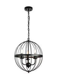 3-Light Distressed Black Farmhouse Chandelier for Dining Room Metal Cage Pendant Hanging Light Fixtures image 0