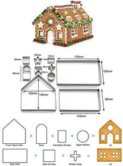 18PCS 3D Christmas Gingerbread House Cookie Cutter Set – Stainless Steel DIY Baking Kit for Cookies, Biscuits & Pastries