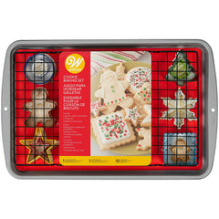 Wilton Christmas Cookie Baking Set, 12-Piece Kit with Non-Stick Cookie Sheet, Cooling Rack & Holiday Cookie Cutters for Baking Fun