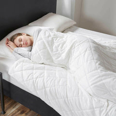 Beautyrest Luxury Quilted Weighted Blanket Ultra Soft Warm Mink with Glass Beads Filling and Zipper Cover Relaxing Pressure Relieving, 60X70-12Lbs, Ivory