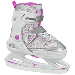 Lake Placid Monarch Girl's Adjustable Ice Skate White/Pink Small (11-2)