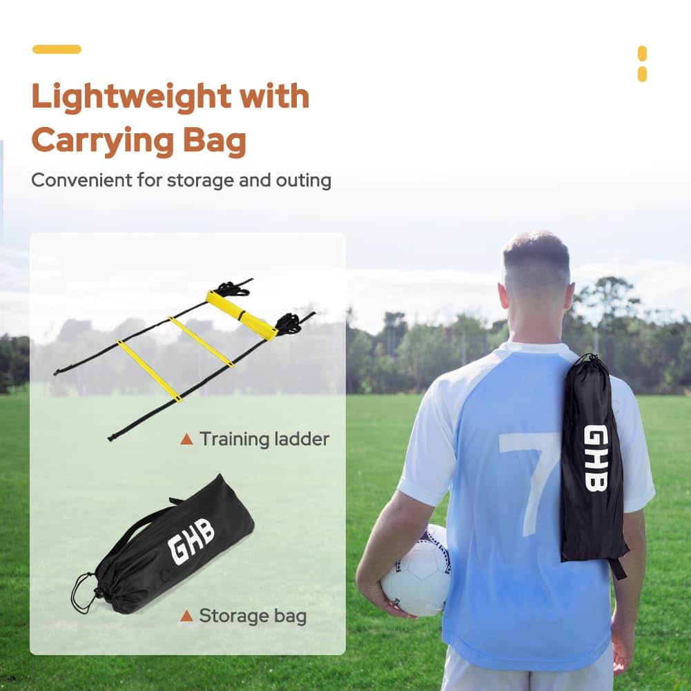 GHB Pro Agility Ladder 2 Pack Agility Training Ladder Speed 12 Rung 20ft with Carrying Bag image 4
