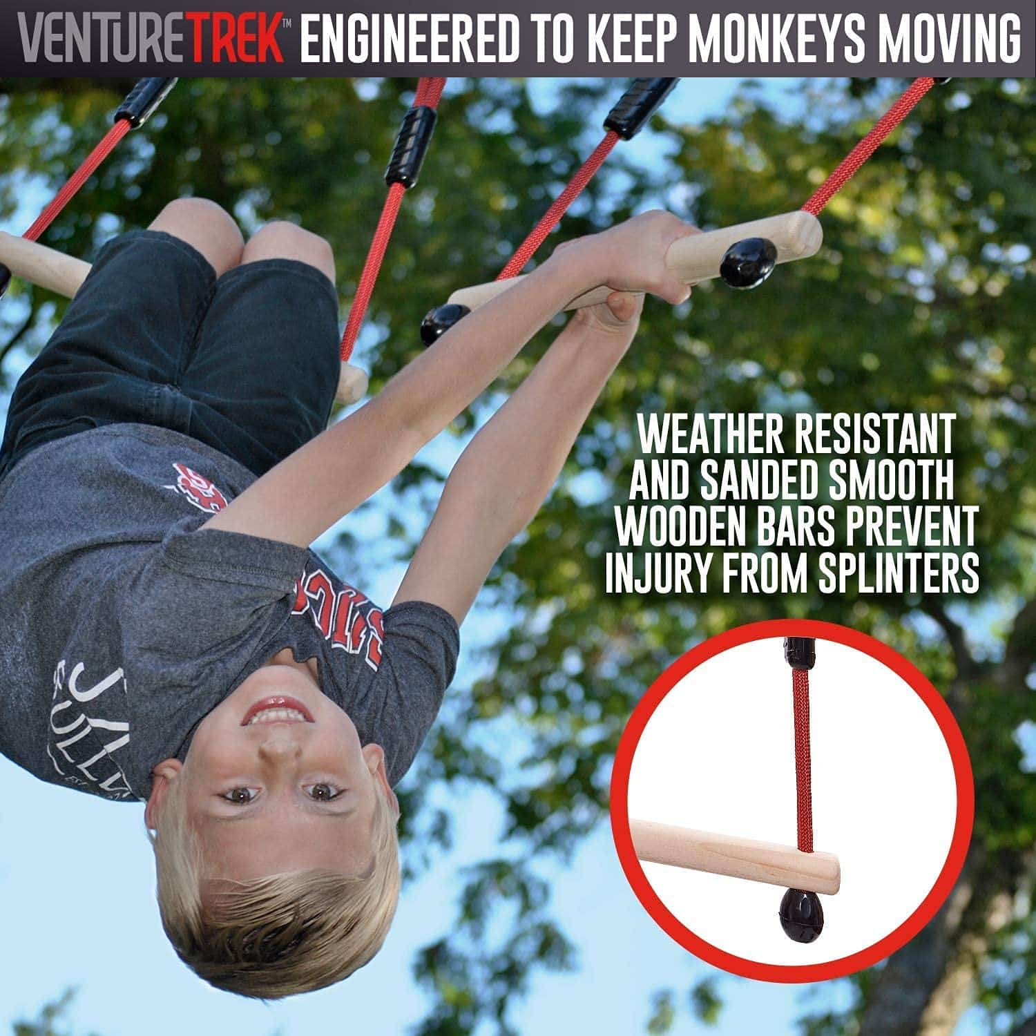 VentureTrek 50FT American Ninja Warrior Obstacle Course for Kids, Ninja Warrior Kids, Ninja Slackline for Backyard, Ninja Warrior Obstacle Course for Kids, Ninja Course Kids, Ninja Kids Toys Outside image 6