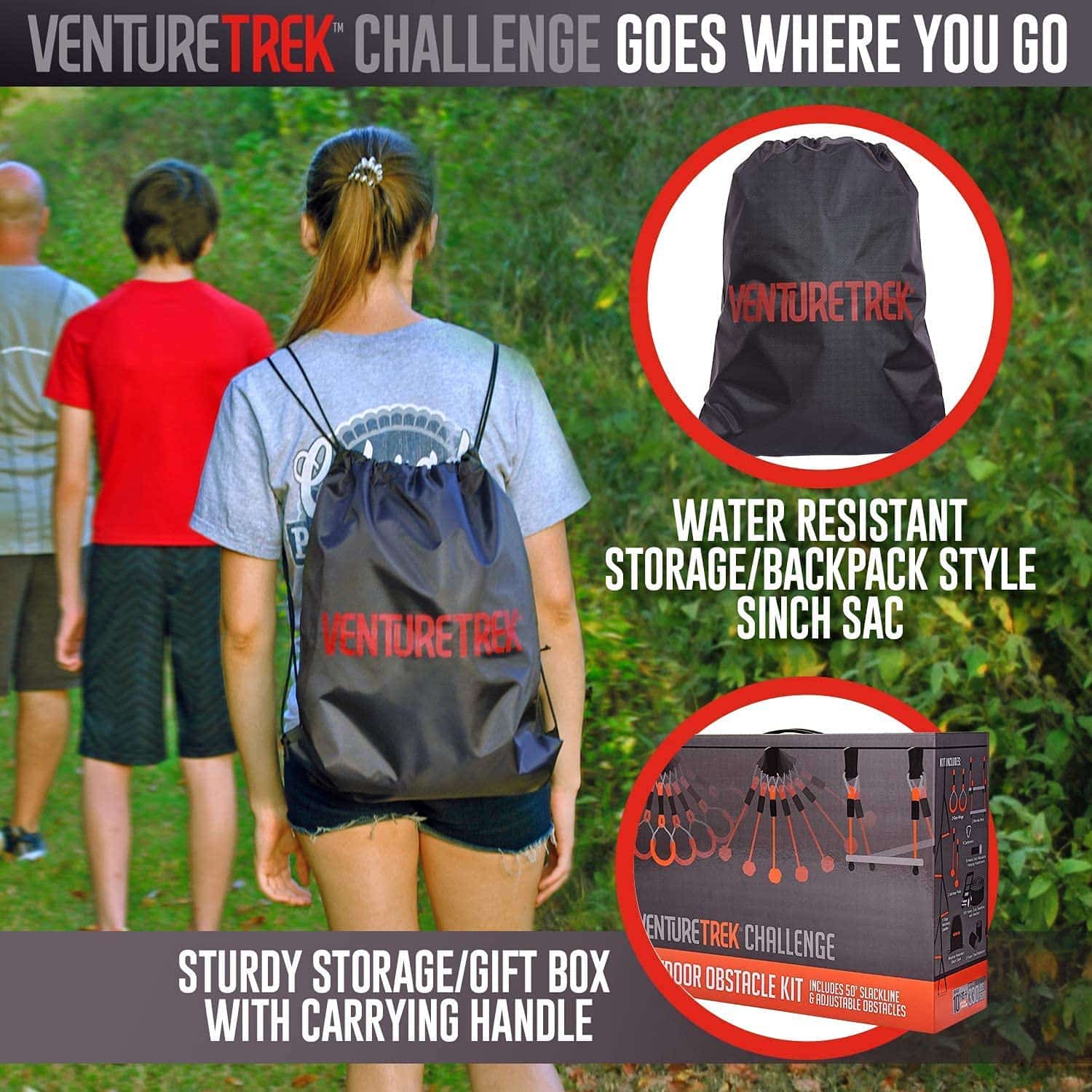 VentureTrek 50FT American Ninja Warrior Obstacle Course for Kids, Ninja Warrior Kids, Ninja Slackline for Backyard, Ninja Warrior Obstacle Course for Kids, Ninja Course Kids, Ninja Kids Toys Outside image 7