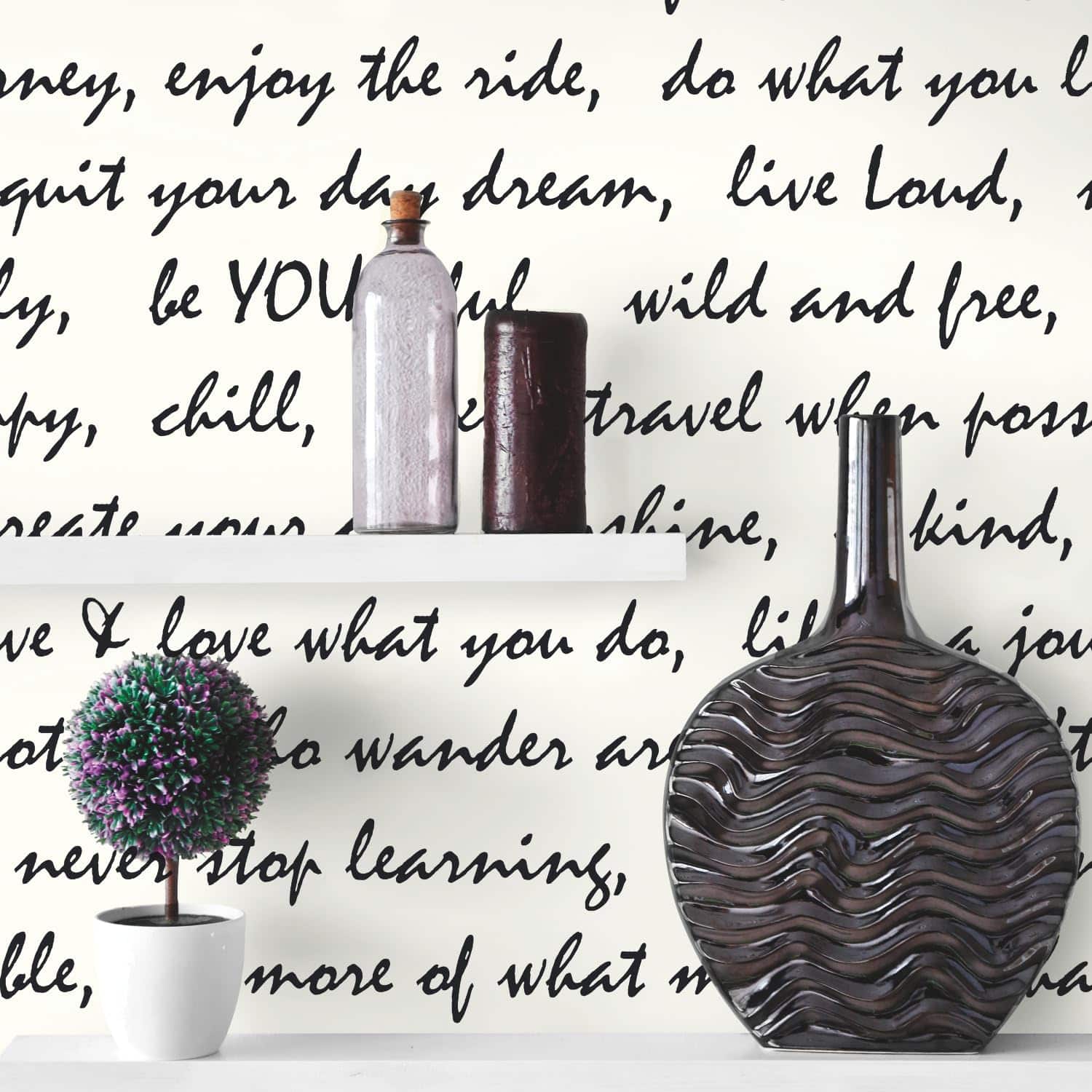 RoomMates Black Dream Big Script Peel and Stick Wallpaper 20.5" x 16.5 feet image 3