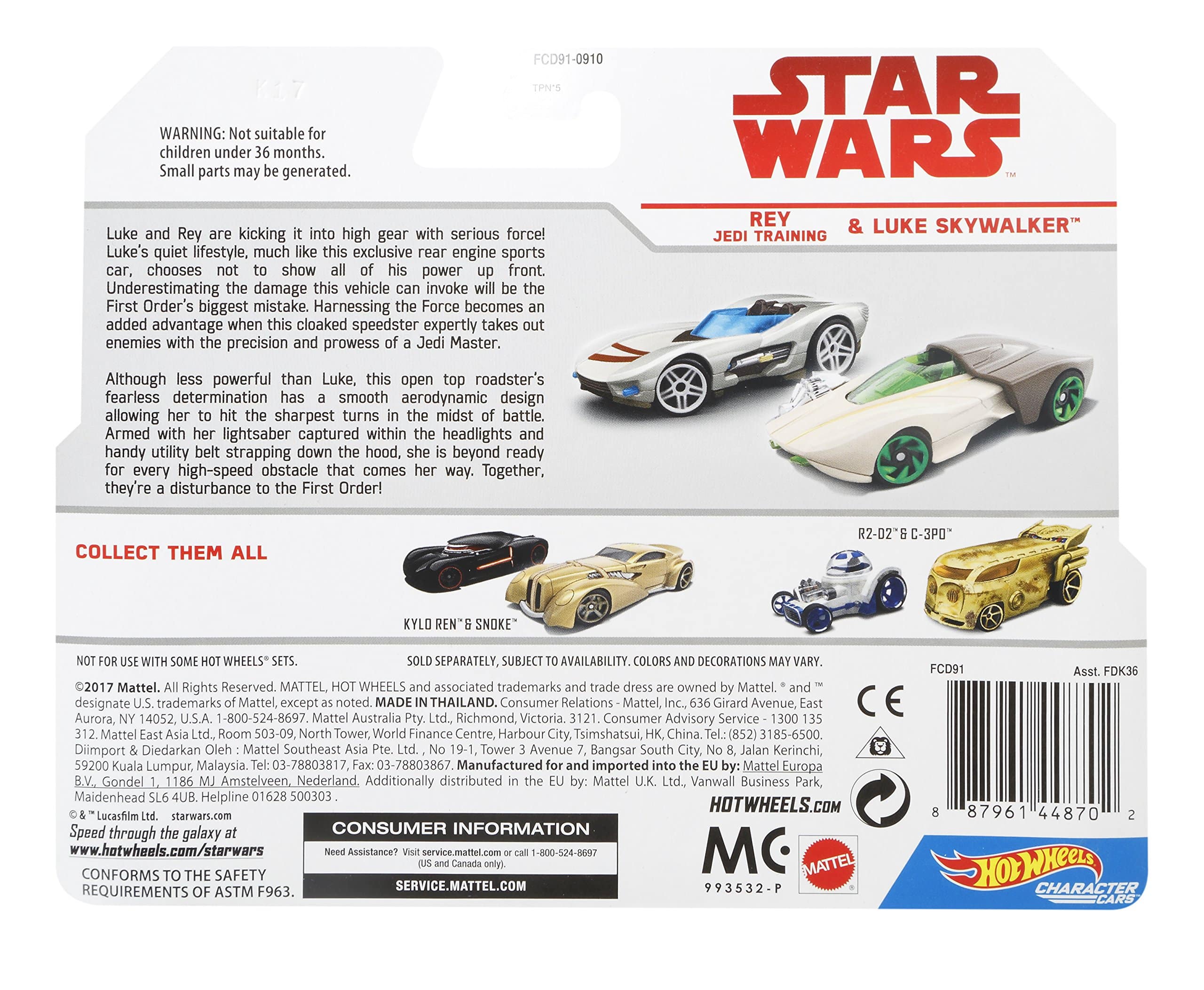 Hot Wheels Star Wars Rey Jedi Training &amp; Luke Skywalker, 2 Pack image 7