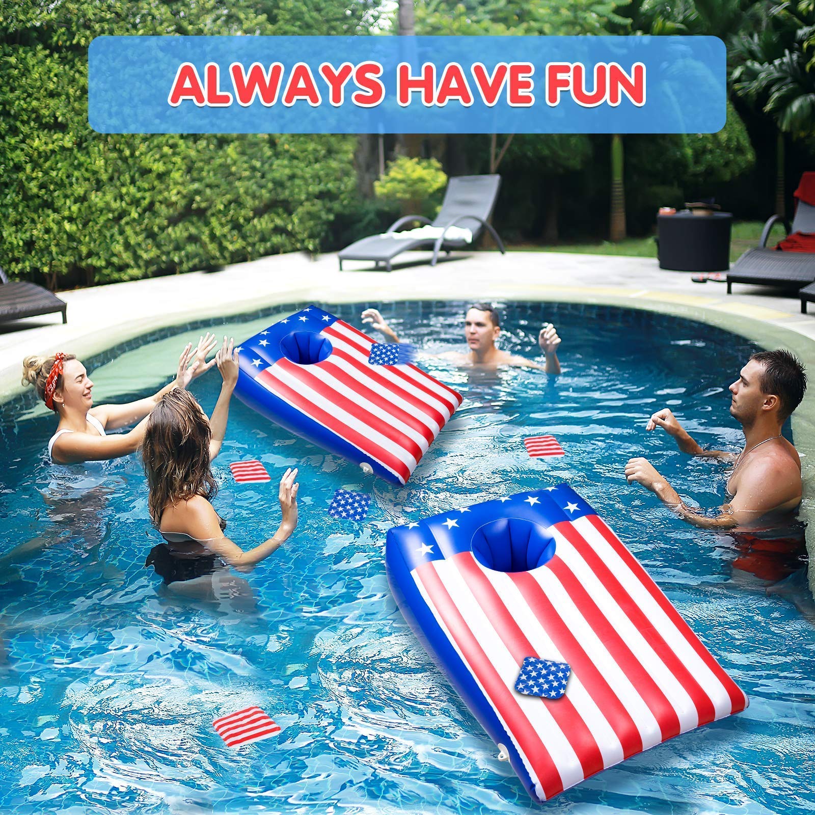 Floating Cornhole Bean Bag Toss and Cornhole with with 8 Beanbags Outdoor Game Pool Accessories for Summer (2 Pack) image 3