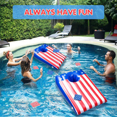Floating Cornhole Bean Bag Toss and Cornhole with with 8 Beanbags Outdoor Game Pool Accessories for Summer (2 Pack) image 3