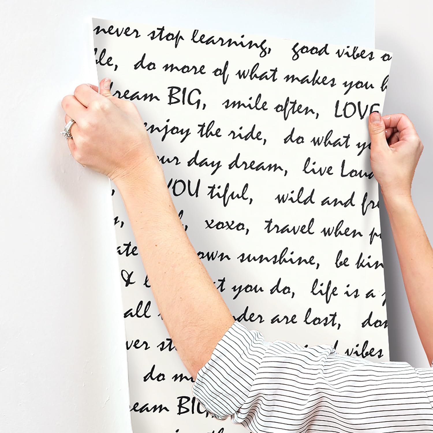 RoomMates Black Dream Big Script Peel and Stick Wallpaper 20.5" x 16.5 feet image 8