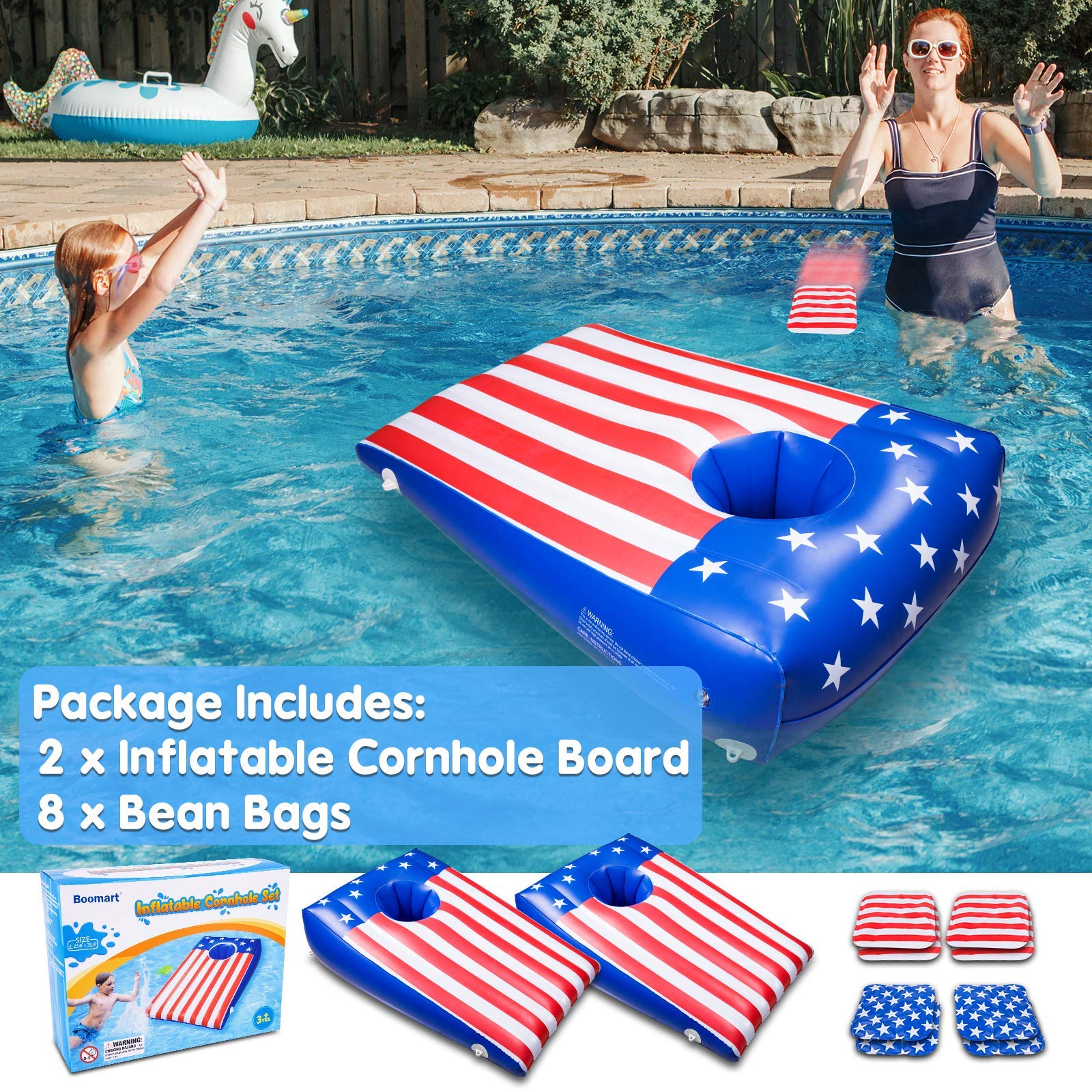 Floating Cornhole Bean Bag Toss and Cornhole with with 8 Beanbags Outdoor Game Pool Accessories for Summer (2 Pack) image 4