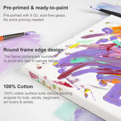 PHOENIX Stretched Canvas for Painting 16x20 Inch/5 Value Pack, 8 Oz Triple Primed 5/8 Inch Profile 100% Cotton White Blank Canvas, Large Framed Canvas for Oil Acrylic &amp; Pouring Art image 1