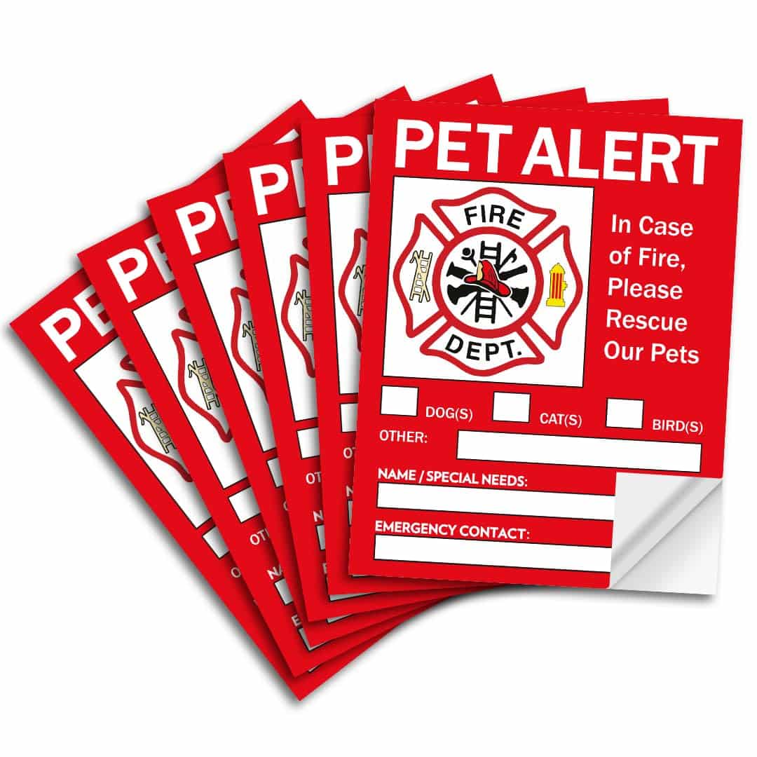 Pet Alert Safety Fire Rescue Stickers - 6 Pack - Save Our Pets Emergency Pet Inside Decal - in Case of Emergency Danger Pet in House Home Window Door Sign image 1