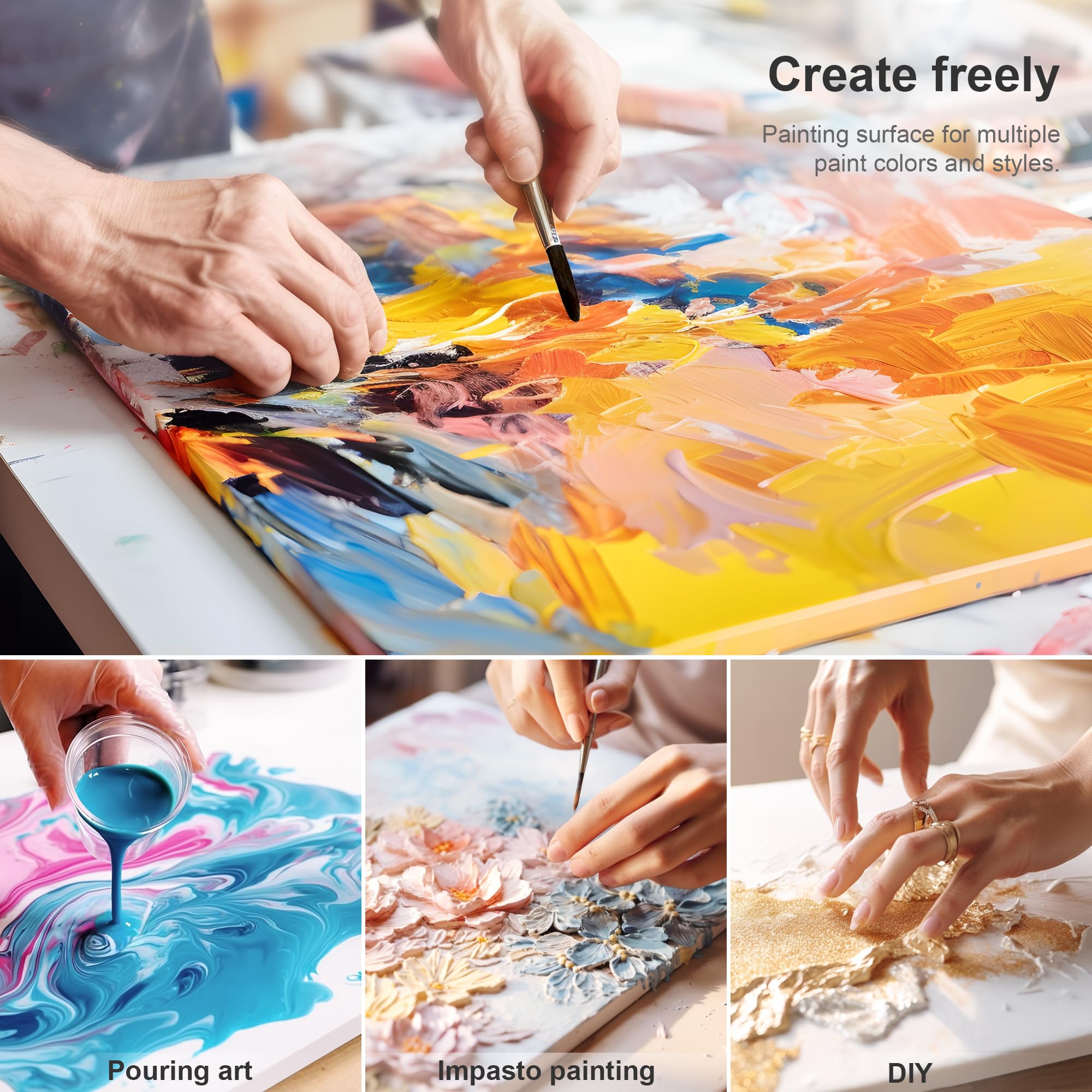 PHOENIX Stretched Canvas for Painting 16x20 Inch/5 Value Pack, 8 Oz Triple Primed 5/8 Inch Profile 100% Cotton White Blank Canvas, Large Framed Canvas for Oil Acrylic &amp; Pouring Art image 5