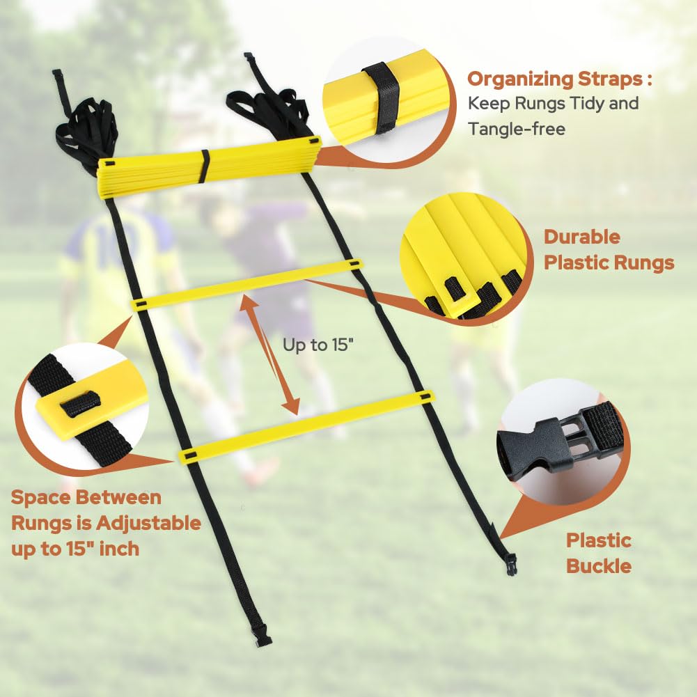 GHB Pro Agility Ladder 2 Pack Agility Training Ladder Speed 12 Rung 20ft with Carrying Bag image 2