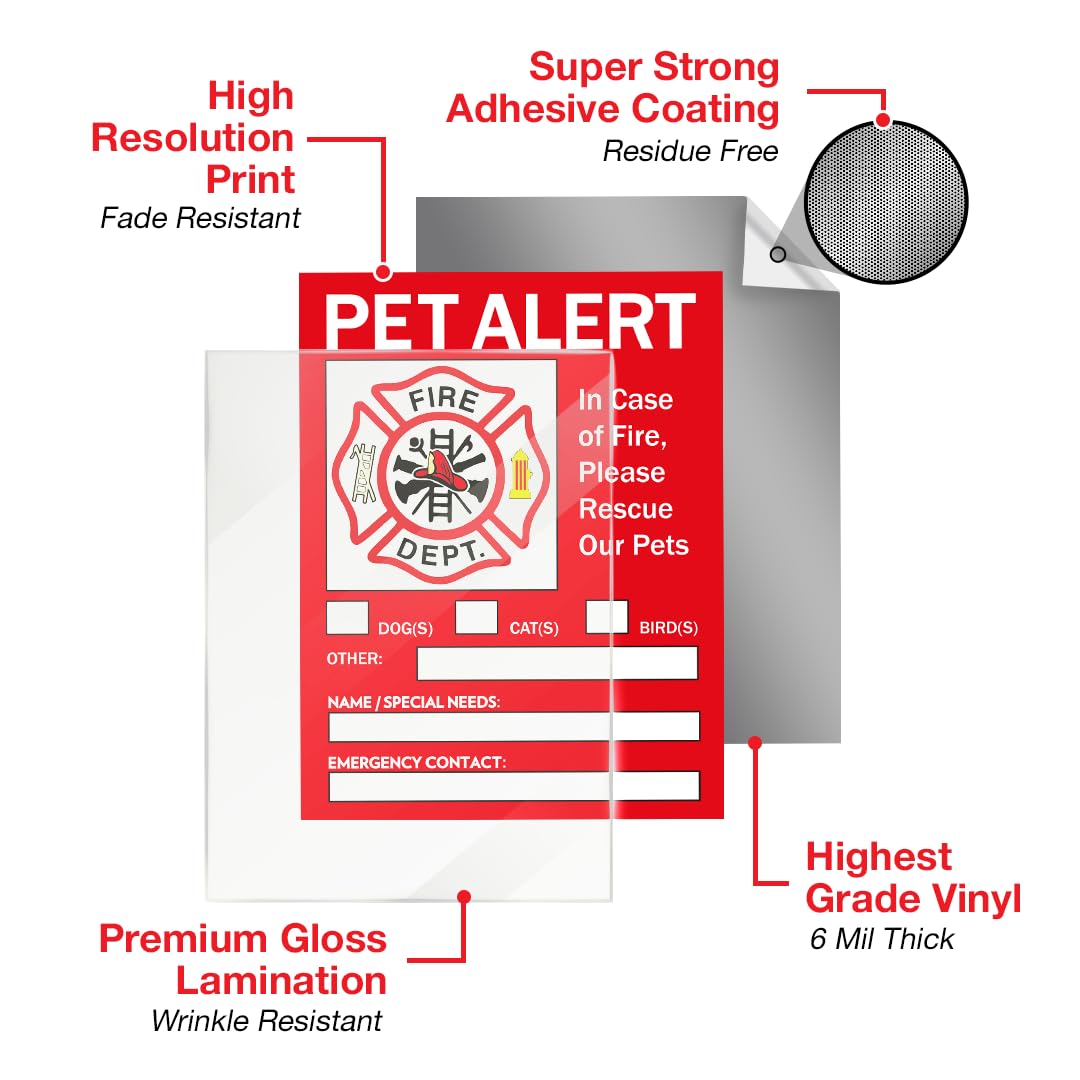 Pet Alert Safety Fire Rescue Stickers - 6 Pack - Save Our Pets Emergency Pet Inside Decal - in Case of Emergency Danger Pet in House Home Window Door Sign image 7