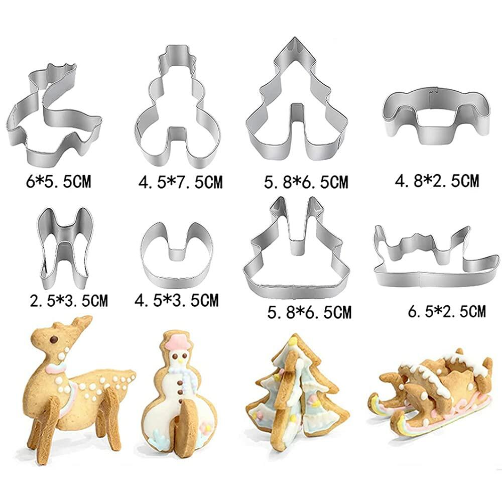 18PCS 3D Christmas Gingerbread House Cookie Cutter Set – Stainless Steel DIY Baking Kit for Cookies, Biscuits & Pastries