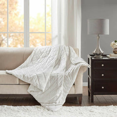 Beautyrest Luxury Quilted Weighted Blanket Ultra Soft Warm Mink with Glass Beads Filling and Zipper Cover Relaxing Pressure Relieving, 60X70-12Lbs, Ivory